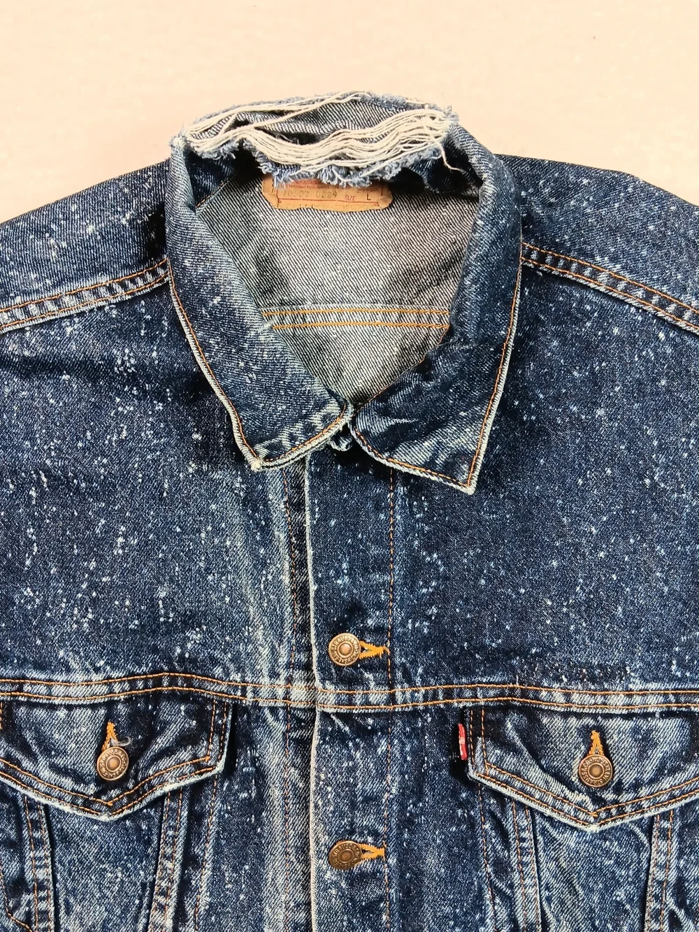 Vintage 80s Levi’s Jacket Mens Large Blue Denim Type 3 Galactic Wash Distressed
